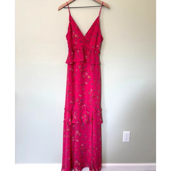 Lulu's Sunshine Bouquet Fushia Floral Maxi Dress Medium - Picture 3 of 10